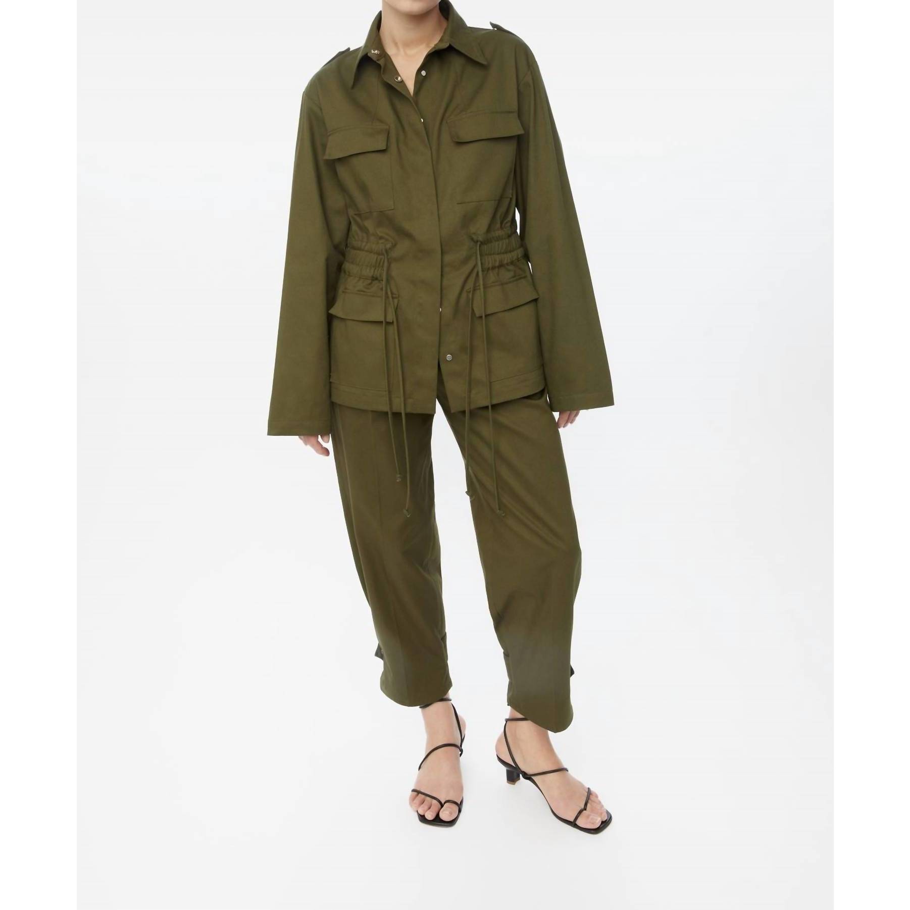 New Dl The Label Canvas Cotton Utility Jacket In Olive